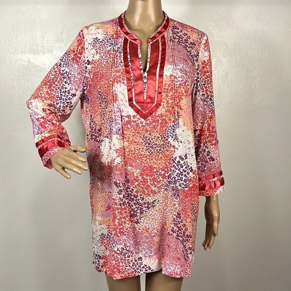 Calvin Klein Jeans 3/4 Sleeves Multi Colored Tunic Top Size M - Picture 1 of 9